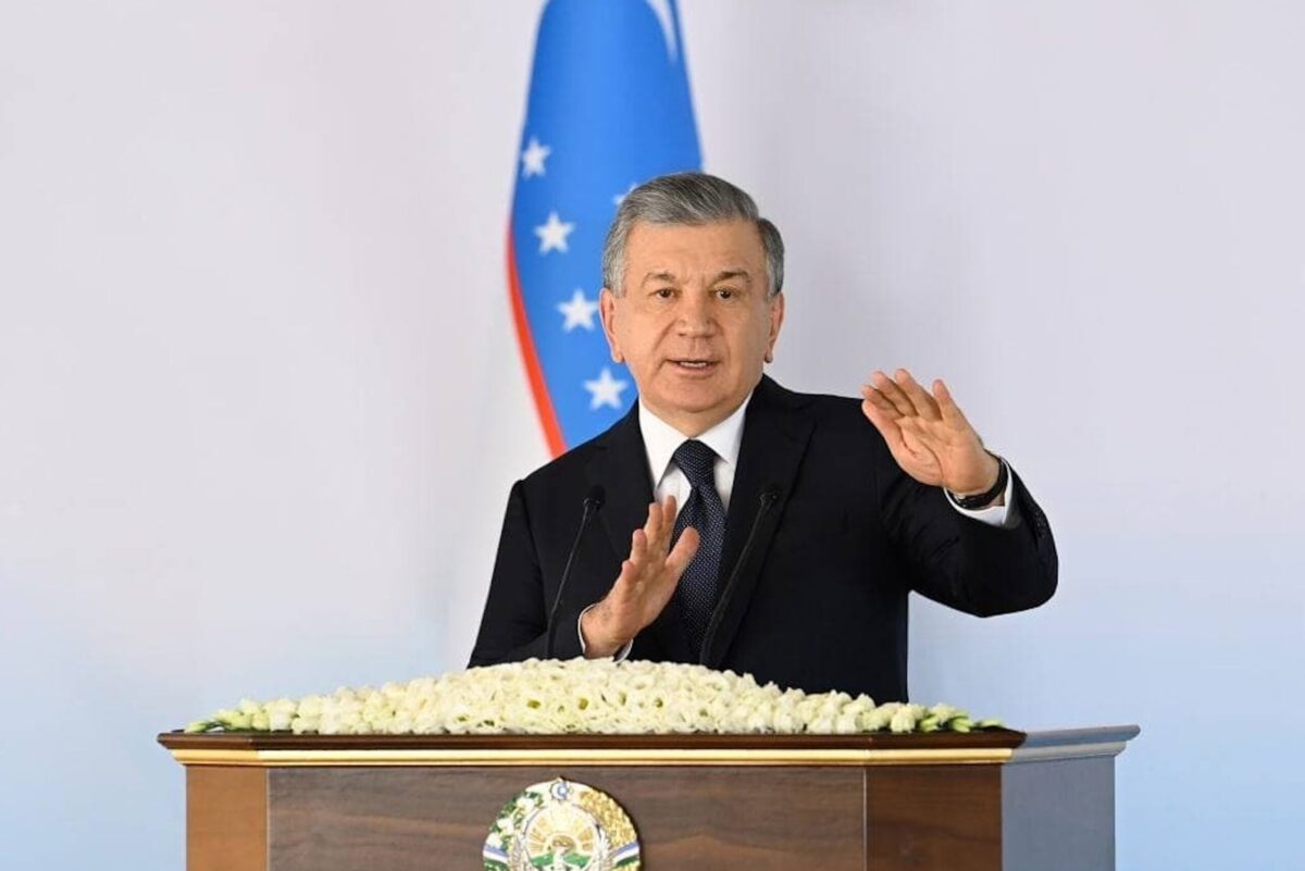 TASHKENT, UZBEKISTAN - AUGUST 27: (----EDITORIAL USE ONLY MANDATORY CREDIT - "UZBEKISTANI PRESIDENCY / HANDOUT" - NO MARKETING NO ADVERTISING CAMPAIGNS - DISTRIBUTED AS A SERVICE TO CLIENTS----) President of Uzbekistan, Shavkat Mirziyoyev holds a press conference in Tashkent, Uzbekistan on August 27, 2021. ( UZBEKISTANI PRESIDENCY - Anadolu Agency )
