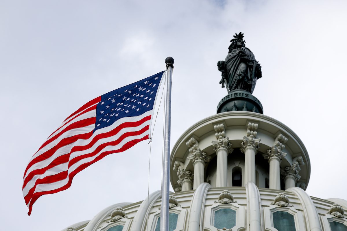 Flag of the United States flies in front of the US Capitol in Washington DC, United States. [Yasin Öztürk - Anadolu Agency]