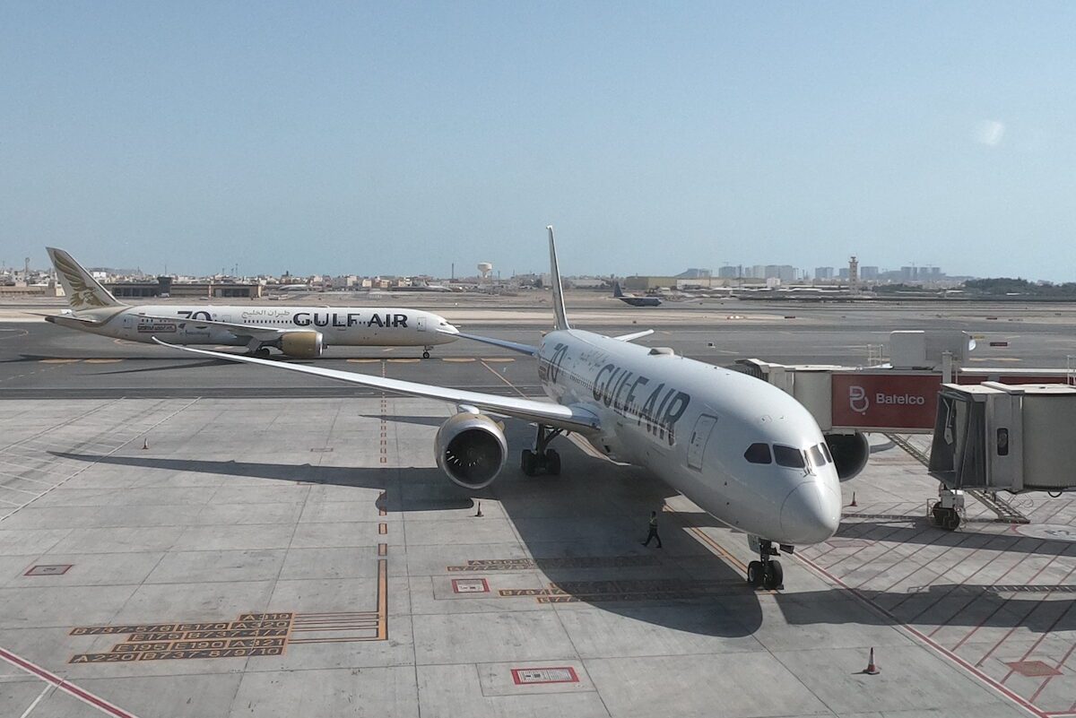 Gulf Air Boeing B787-900 aircrafts are seen from the new passenger terminal of Bahrain International Airport, south of the Bahraini capital Manama, on 29 March 2021. [GIUSEPPE CACACE/AFP via Getty Images]