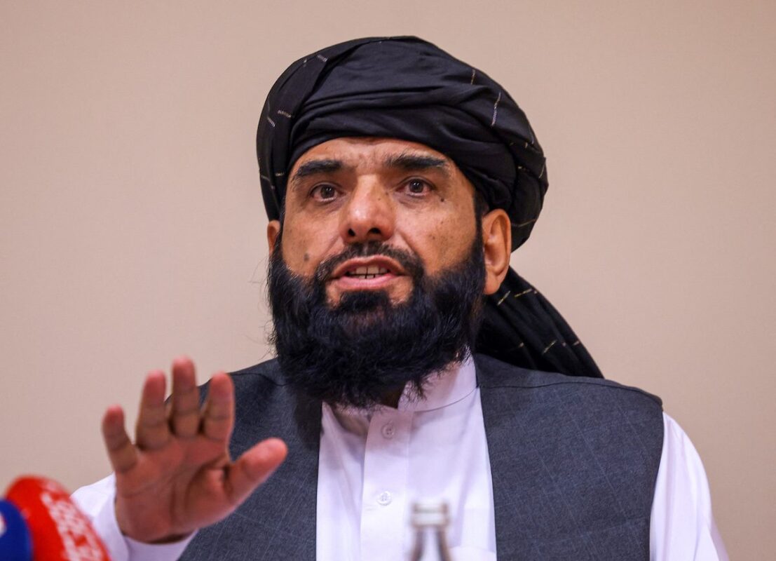 Taliban negotiator Suhail Shaheen attends a press conference in Moscow on July 9, 2021. [DIMITAR DILKOFF/AFP via Getty Images]