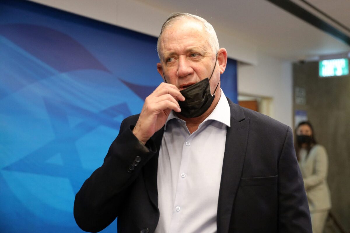 Israel's Defence Minister Benny Gantz arrives for a cabinet meeting at the prime minister's office in Jerusalem on August 1, 2021 [ABIR SULTAN/POOL/AFP via Getty Images]