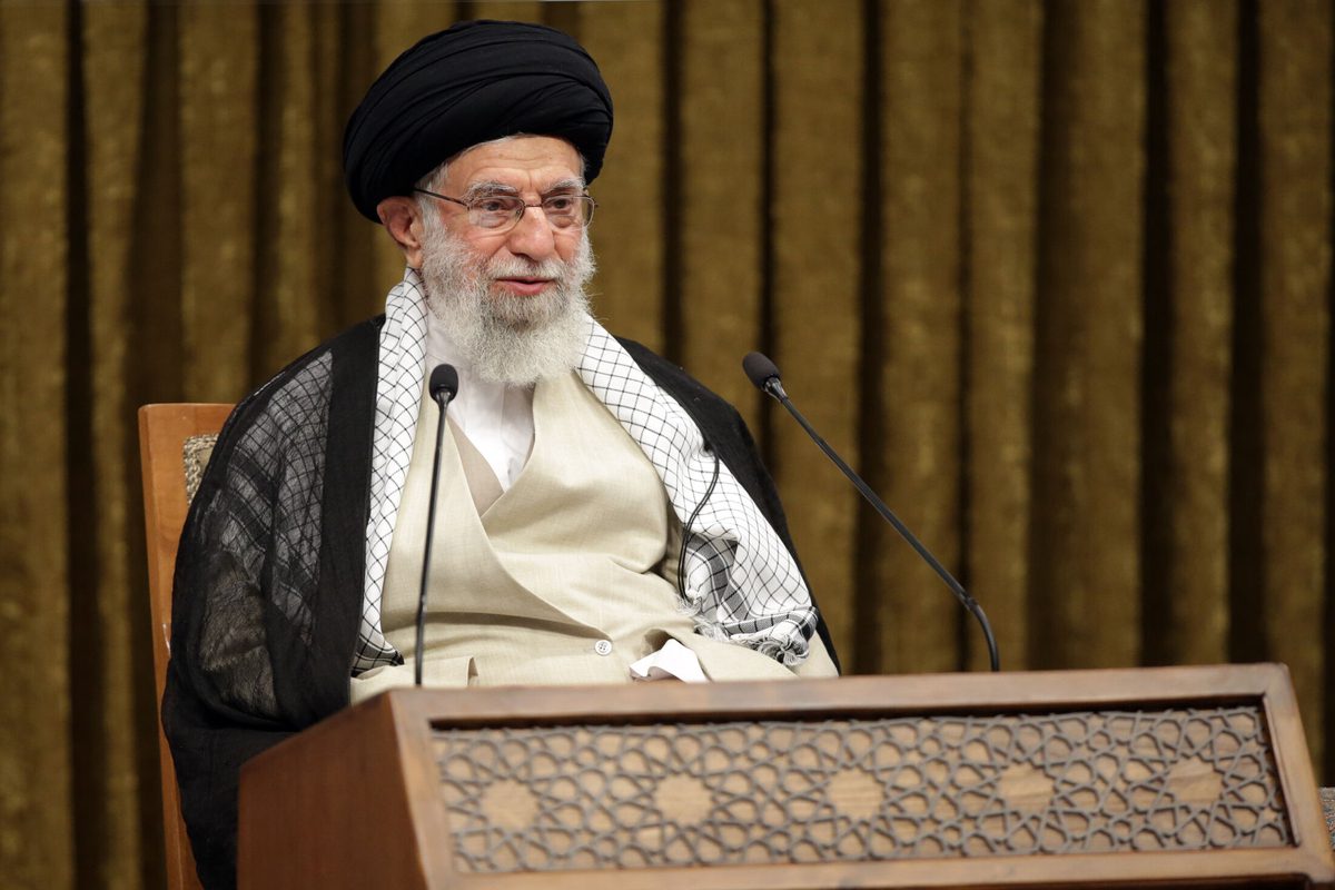 Iran's Supreme Leader Ayatollah Ali Khamenei speaks during the graduation ceremony of Imam Hussein Military University via video conference in Tehran, Iran on October 03, 2021 [Iranian Leader Press Office/Anadolu Agency]