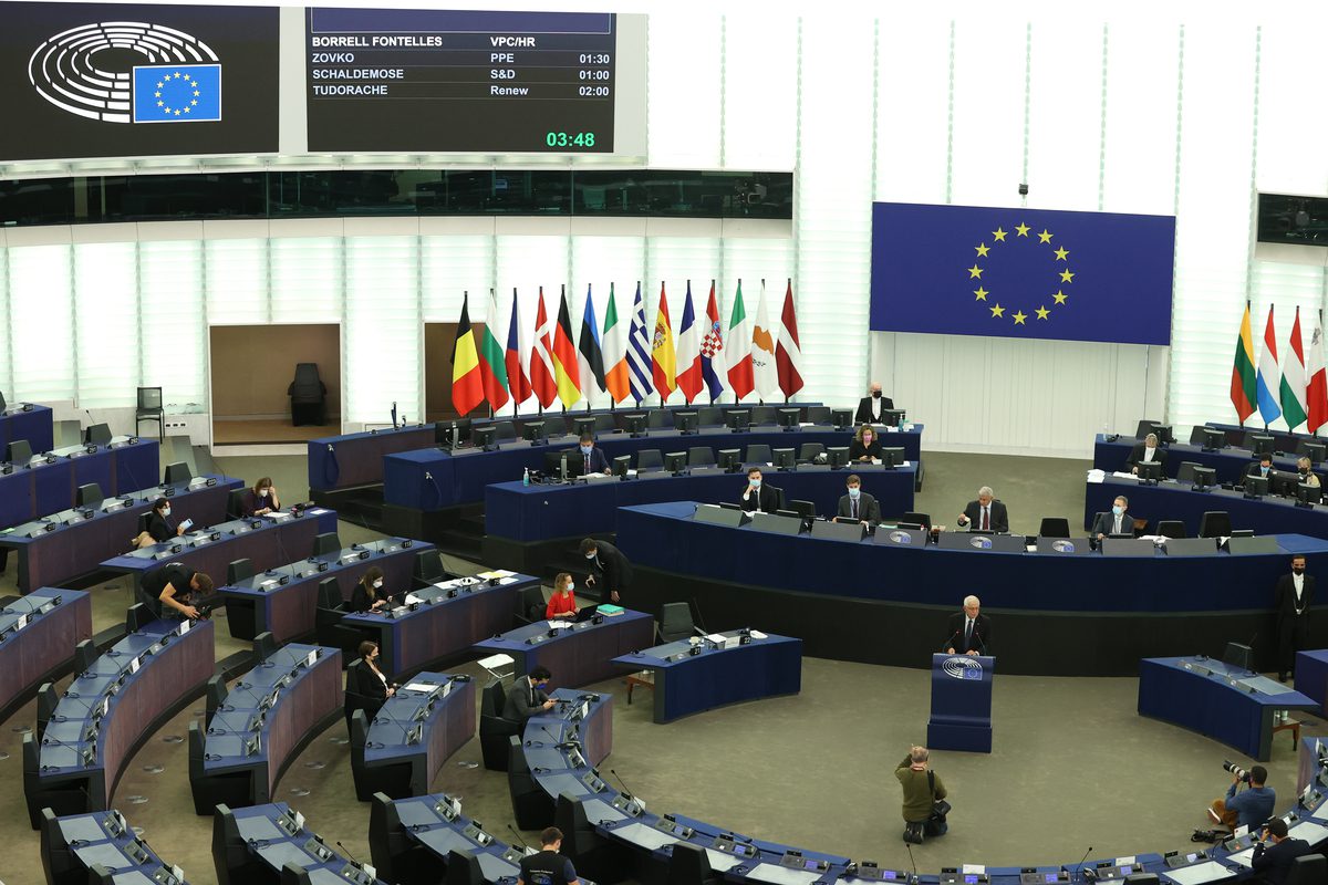 High Representative of the European Union for Foreign Affairs and Security Policy Josep Borrell makes a speech at the European Parliament General Assembly on October 05, 2021 in Brussels, Belgium. [Dursun Aydemir - Anadolu Agency]