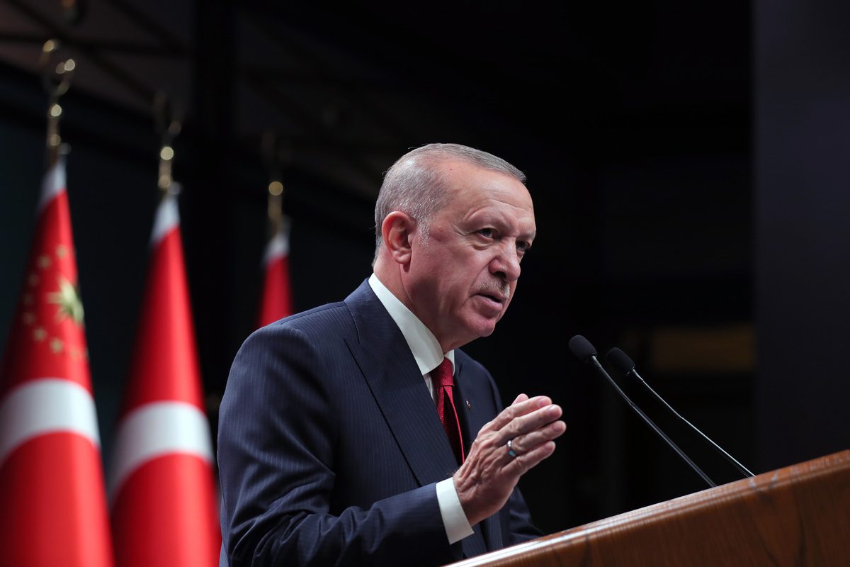 Turkish President Recep Tayyip Erdogan in Ankara, Turkey on October 11, 2021 [Mustafa Kamacı/Anadolu Agency]