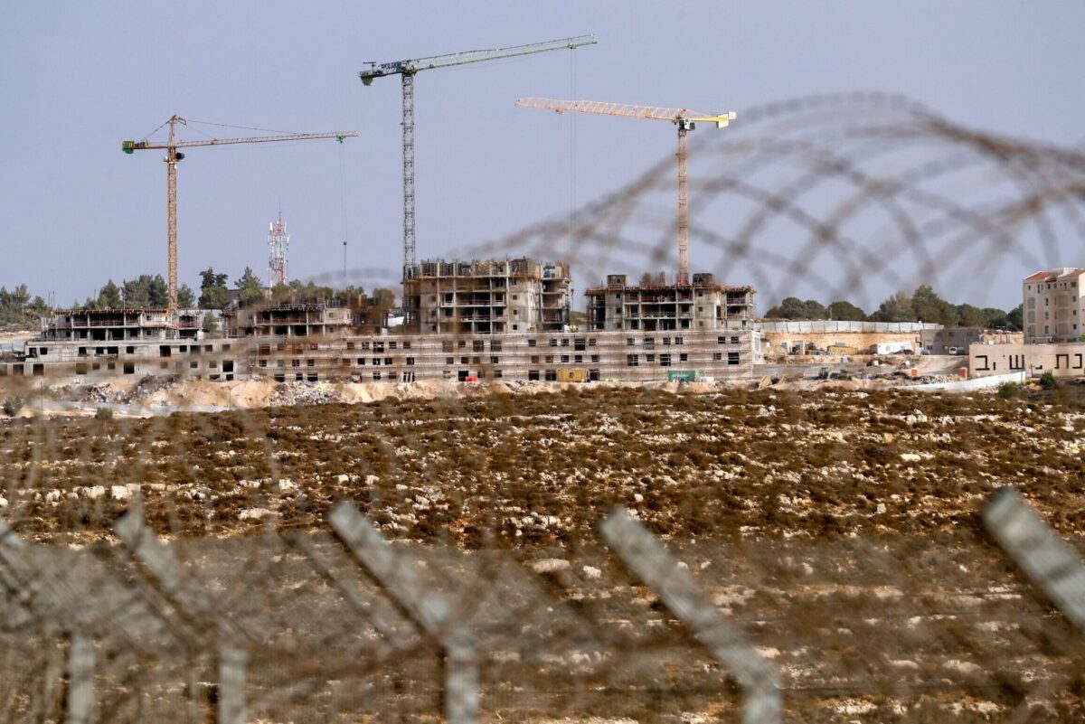 A general view shows ongoing construction work in the Israeli settlement of Givat Zeev, near the Palestinian city of Ramallah in the occupied West Bank, on October 28, 2021 [AHMAD GHARABLI/AFP via Getty Images]
