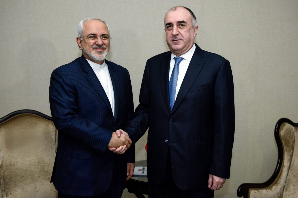 Azerbaijan's Foreign Minister Elmar Mammadyarov (R) meets with his Iranian counterpart Mohammad Javad Zarif in Baku on December 20, 2017 [TOFIK BABAYEV/AFP via Getty Images]