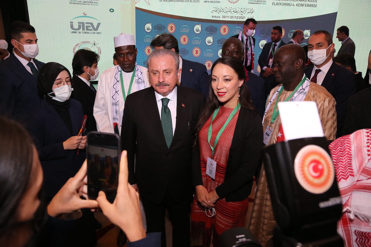 Mexican congresswoman Julieta Ramirez with Mustafa Şentop Speaker of the Grand National Assembly of Turkey in Ankara, Turkey