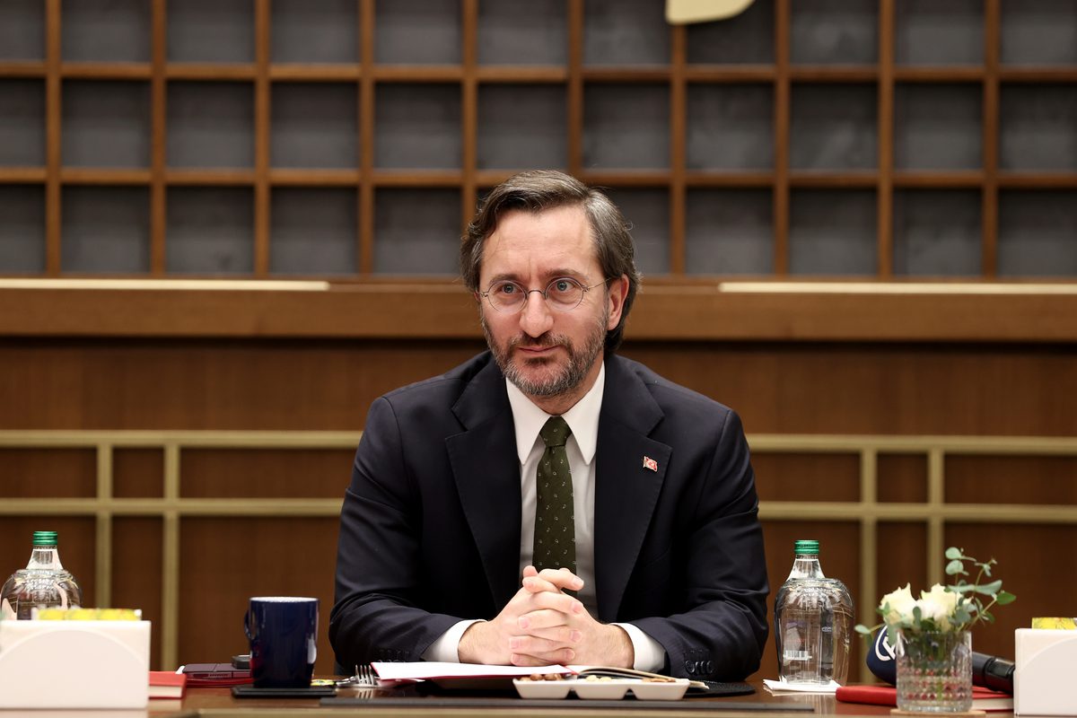 ANKARA, TURKIYE - JANUARY 10: Turkiye's Communications Director Fahrettin Altun meets with journalists as part of the Jan. 10 Working Journalists' Day, on January 10, 2022 in Ankara, Turkiye. ( Raşit Aydoğan - Anadolu Agency )