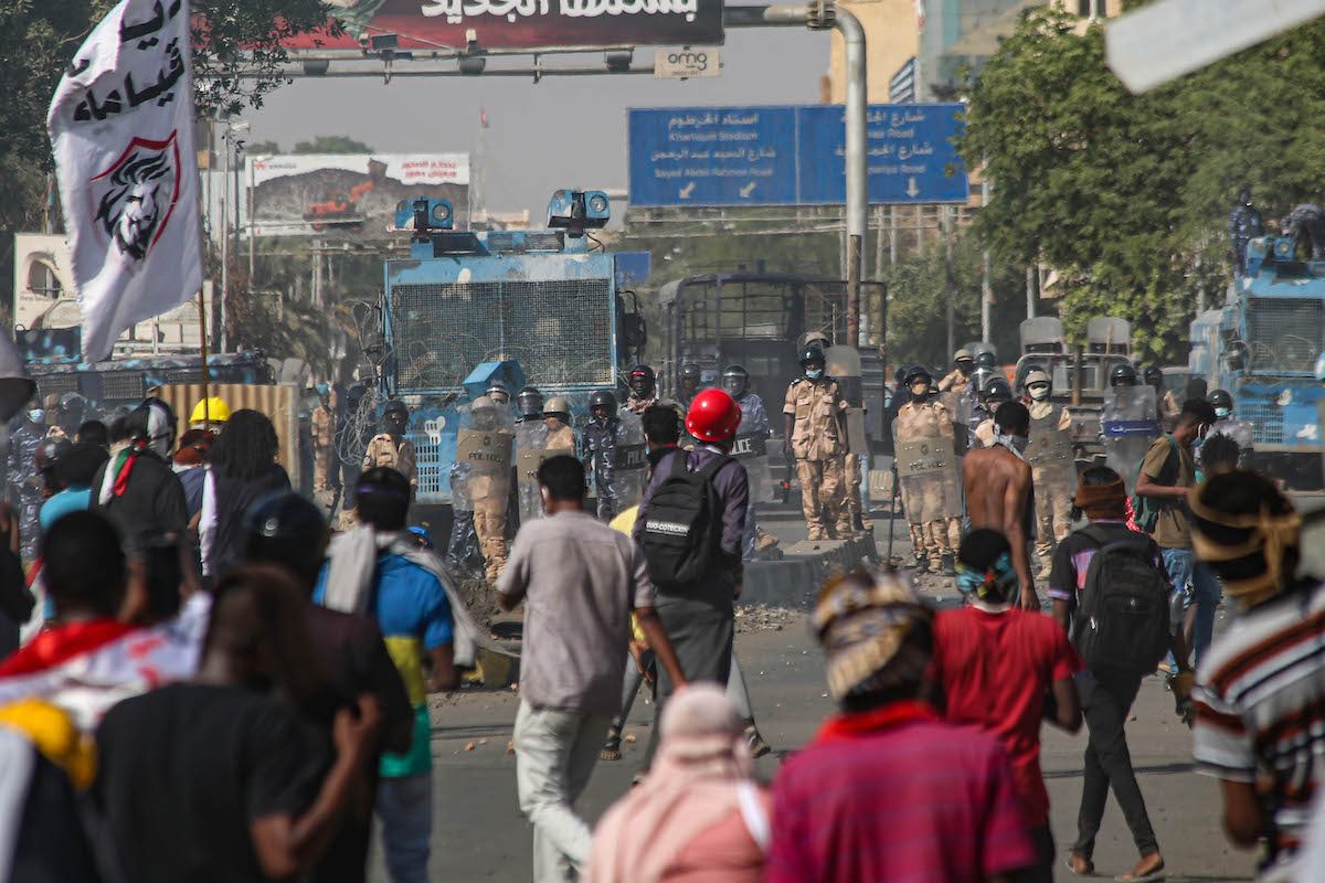 People continue protests demanding the restoration of civilian rule in Khartoum, Sudan on January 13, 2022 [Mahmoud Hjaj - Anadolu Agency]