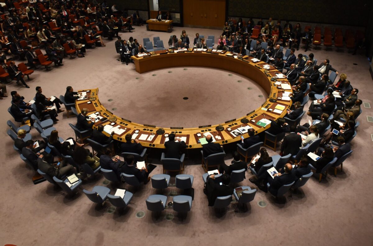 The Security Council holds a meeting to discuss the violence in Myanmar at the United Nations in New York September 28, 2017. / AFP PHOTO / TIMOTHY A. CLARY (Photo credit should read TIMOTHY A. CLARY/AFP via Getty Images)