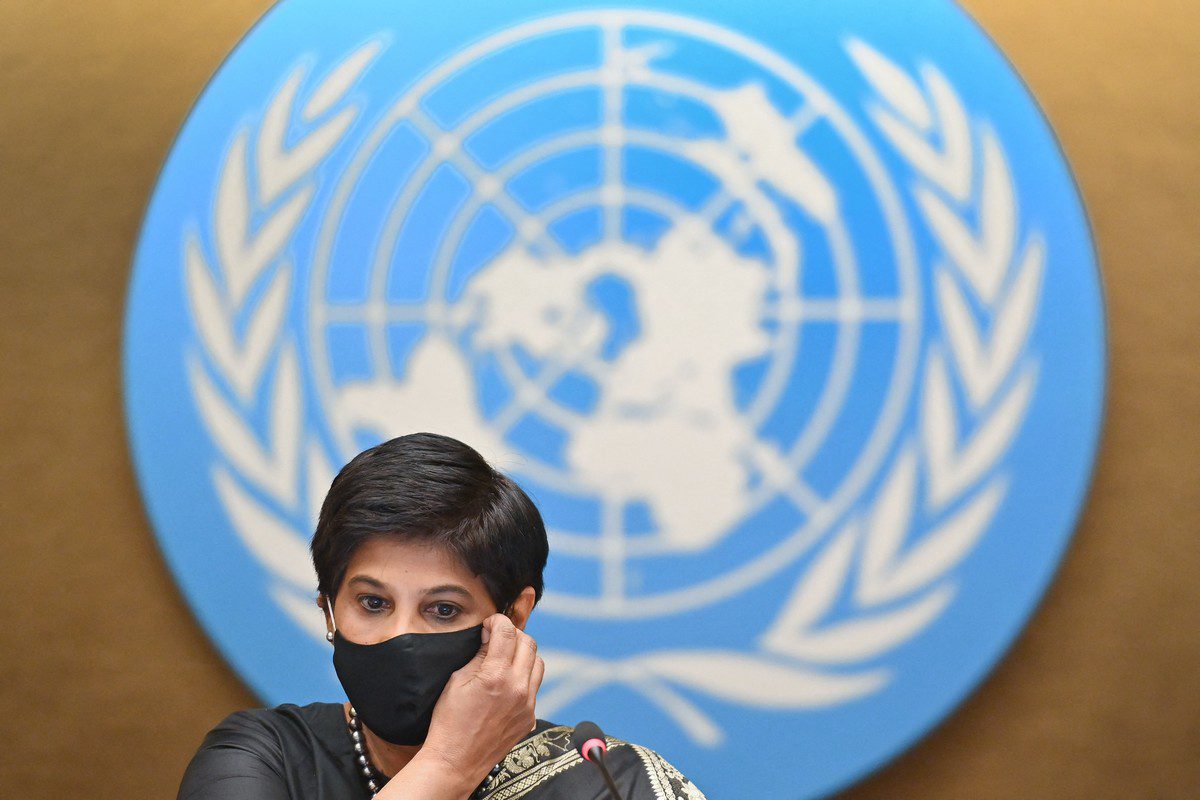 President of the Human Rights Council Ambassador Nazhat Shameem Khan in Geneva on 27 May 2021 [FABRICE COFFRINI/AFP/Getty Images]