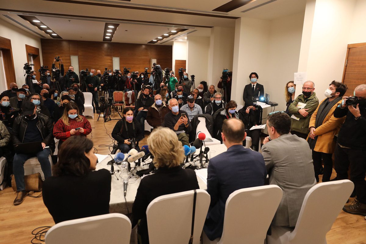 Secretary General of Amnesty International, Agnes Callamard holds a press conference in East Jerusalem on 1 February 2022. [Mostafa Alkharouf - Anadolu Agency]