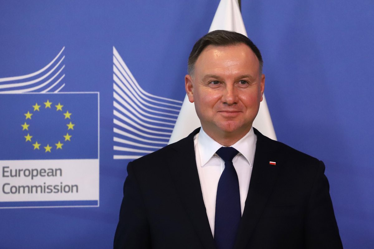 Polish President Andrzej Duda on February 07, 2022 [Valeria Mongelli/Pool/Anadolu Agency]