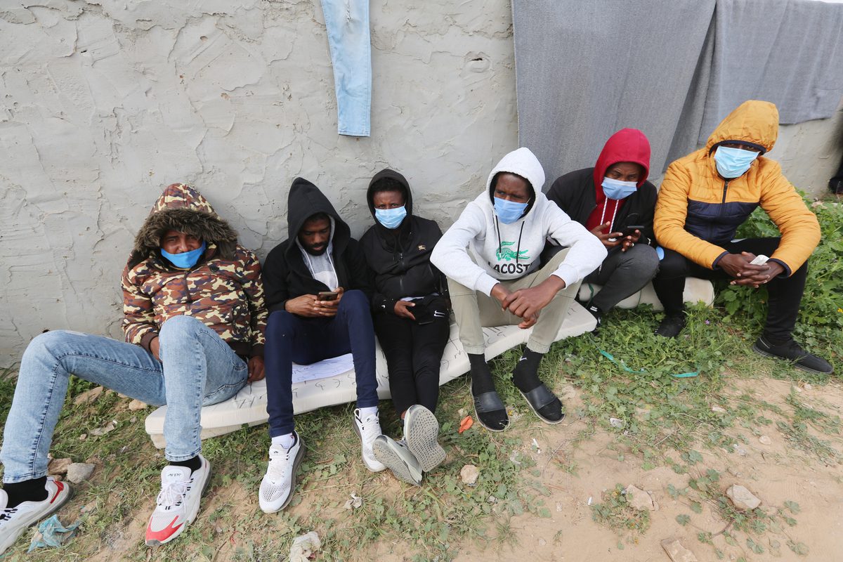 Irregular migrants in Zarzis, Tunisia on February 14, 2022 [Tassnim Nasri/Anadolu Agency]