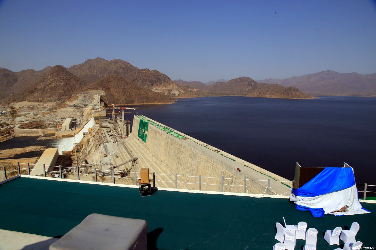 A view of Grand Ethiopian Renaissance Dam, a massive hydropower plant on the River Nile that neighbors Sudan and Egypt, as the dam started to produce electricity generation in Benishangul-Gumuz, Ethiopia [Minasse Wondimu Hailu - Anadolu Agency]