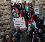 Israeli forces clash with Palestinians in a rally marking the 28th anniversary of the Ibrahimi Mosque massacre in Hebron, West Bank 25, 2022 [Mamoun Wazwaz / Anadolu Agency]