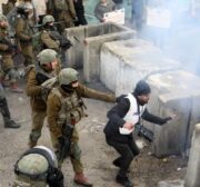 Israeli forces clash with Palestinians in a rally marking the 28th anniversary of the Ibrahimi Mosque massacre in Hebron, West Bank 25, 2022 [Mamoun Wazwaz / Anadolu Agency]