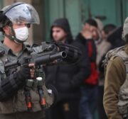 Israeli forces clash with Palestinians in a rally marking the 28th anniversary of the Ibrahimi Mosque massacre in Hebron, West Bank 25, 2022 [Mamoun Wazwaz / Anadolu Agency]