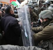 Israeli forces clash with Palestinians in a rally marking the 28th anniversary of the Ibrahimi Mosque massacre in Hebron, West Bank 25, 2022 [Mamoun Wazwaz / Anadolu Agency]