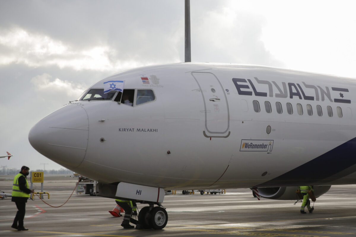 An Israeli El AL plane on January 25, 2021 [MARKUS SCHREIBER/POOL/AFP via Getty Images]