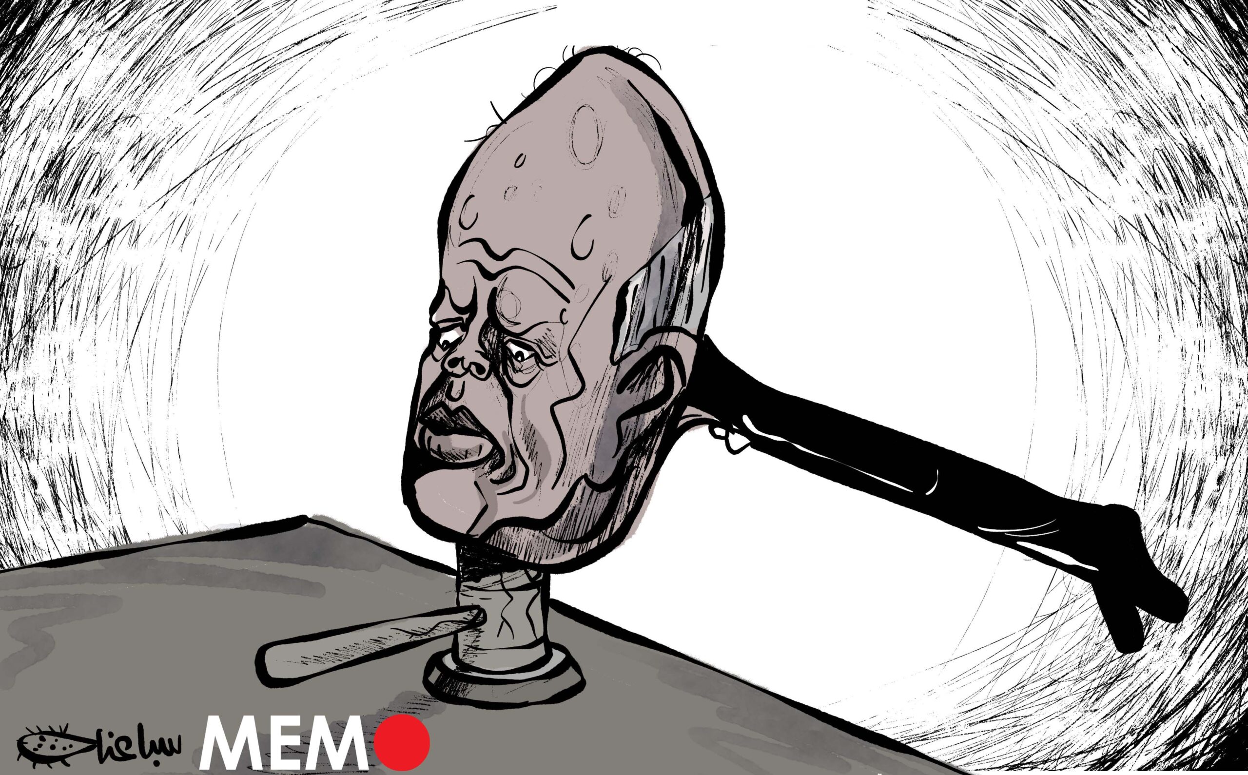 Tunisia president Kais Saied dissolves top judicial council - Cartoon [Sabaaneh/Middle East Monitor]