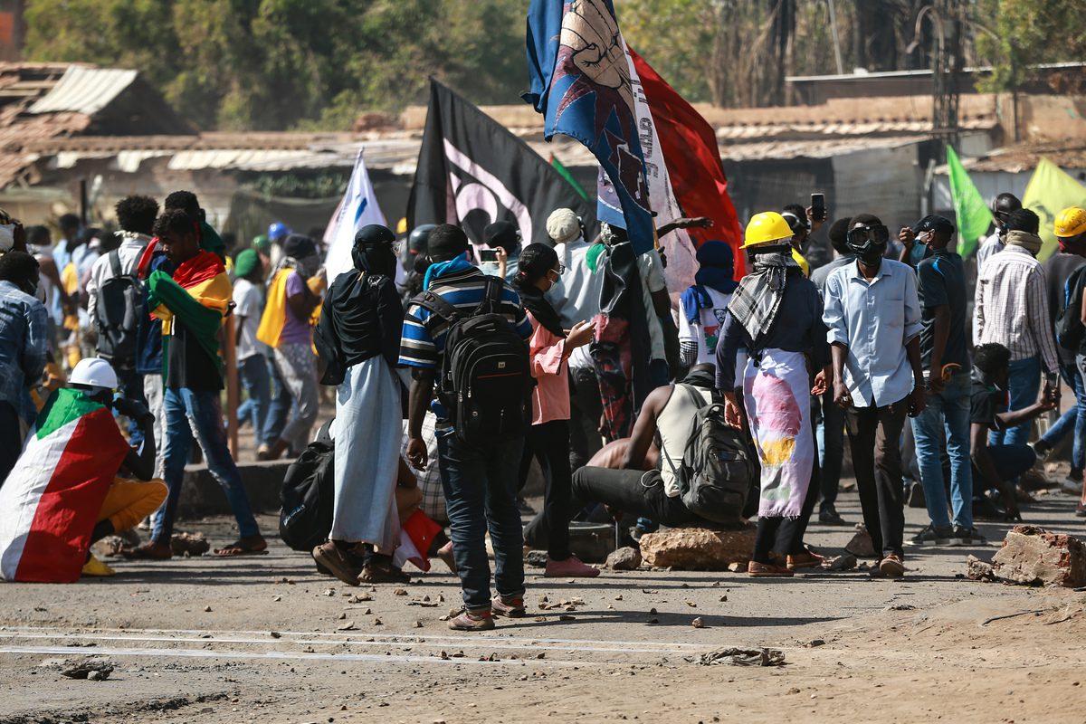 Protest in Khartoum, Sudan on 28 February 2022 [Mahmoud Hjaj/Anadolu Agency]