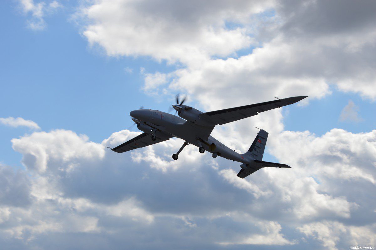 The B model of Bayraktar AKINCI UAV-A in Corlu district of Tekirdag, Turkiye on March 02, 2022 [Baykar/Anadolu Agency]