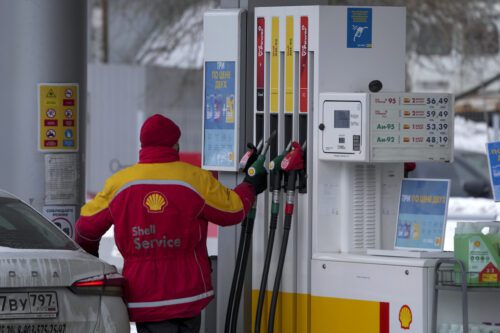 A view from a Shell gas station in Moscow, Russia on March 08, 2022. [Pavel Pavlov - Anadolu Agency]
