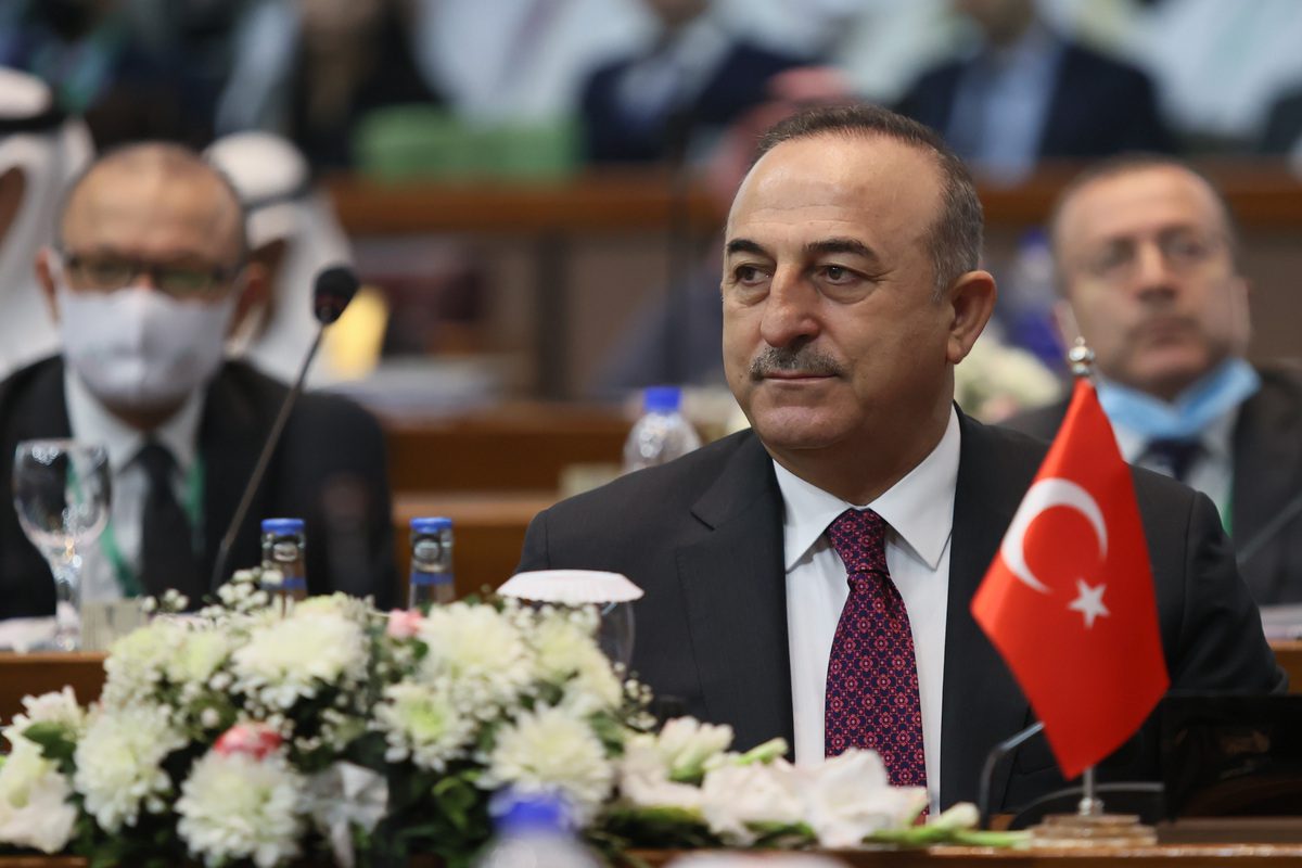 Turkish Foreign Minister Mevlut Cavusoglu attends the 48th Foreign Ministers Council Meeting of Organization of Islamic Cooperation in Islamabad, Pakistan on 22 March 2022. [Cem Özdel - Anadolu Agency]