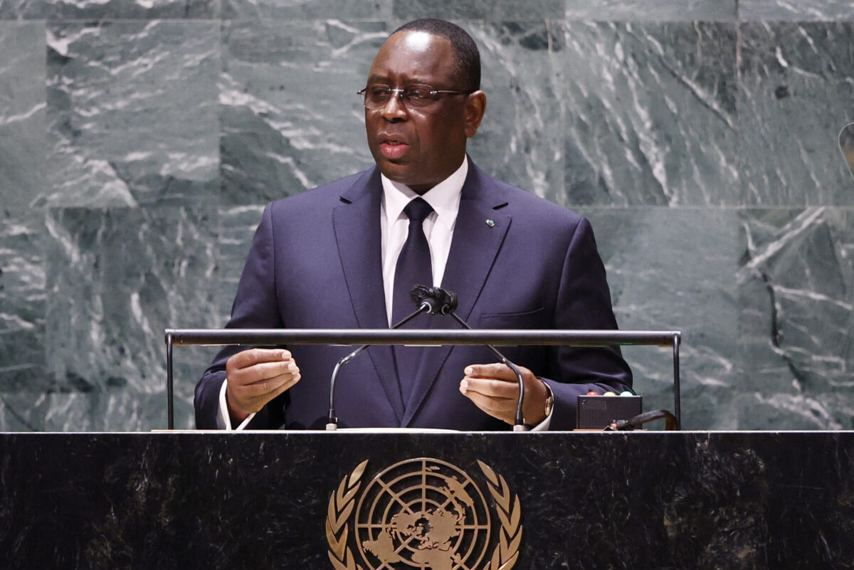Republic of Senegal President Macky Sall addresses the 76th session of the United Nations General Assembly at UN [JOHN ANGELILLO/POOL/AFP via Getty Images]
