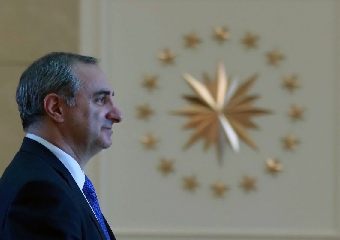 Israeli diplomat Eitan Naeh  arrives to present his letter of credence to Turkish president at the presidential Complex in Ankara, on December 5, 2016. [ADEM ALTAN/AFP via Getty Images]