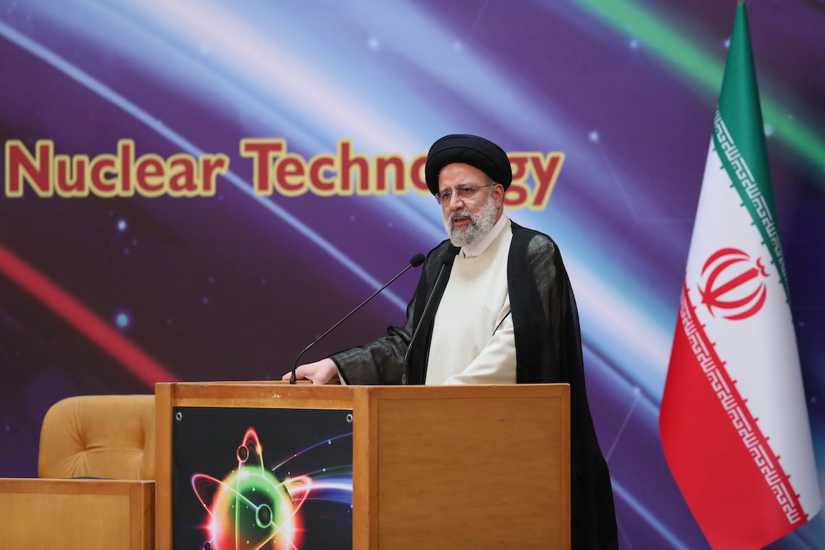 Iranian President Ebrahim Reisi gives a speech in Tehran, Iran on April 09, 2022 [ Iranian Presidency - Anadolu Agency ]