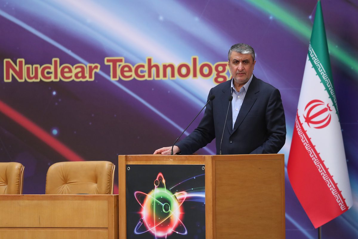 Mohammad Eslami, Head of the Atomic Energy Organization of Iran (AEOI) in Tehran, Iran on 9 April 2022 [Iranian Presidency/Anadolu Agency]