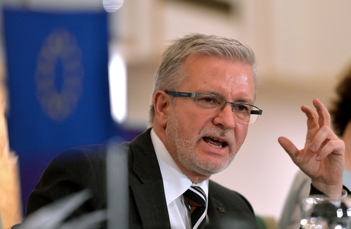 Michael Gahler, chief observer of the European Union Election Observation Mission (EUEOM), speaks during a news conference in Islamabad on 26 October 2018. [AAMIR QURESHI/AFP via Getty Images]