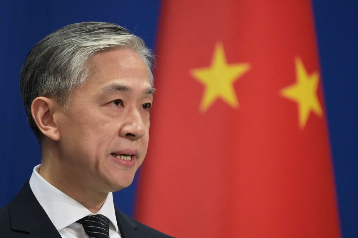 Chinese Foreign Ministry spokesman Wang Wenbin speaks at the Foreign Ministry briefing in Beijing on November 9, 2020 [GREG BAKER/AFP via Getty Images]