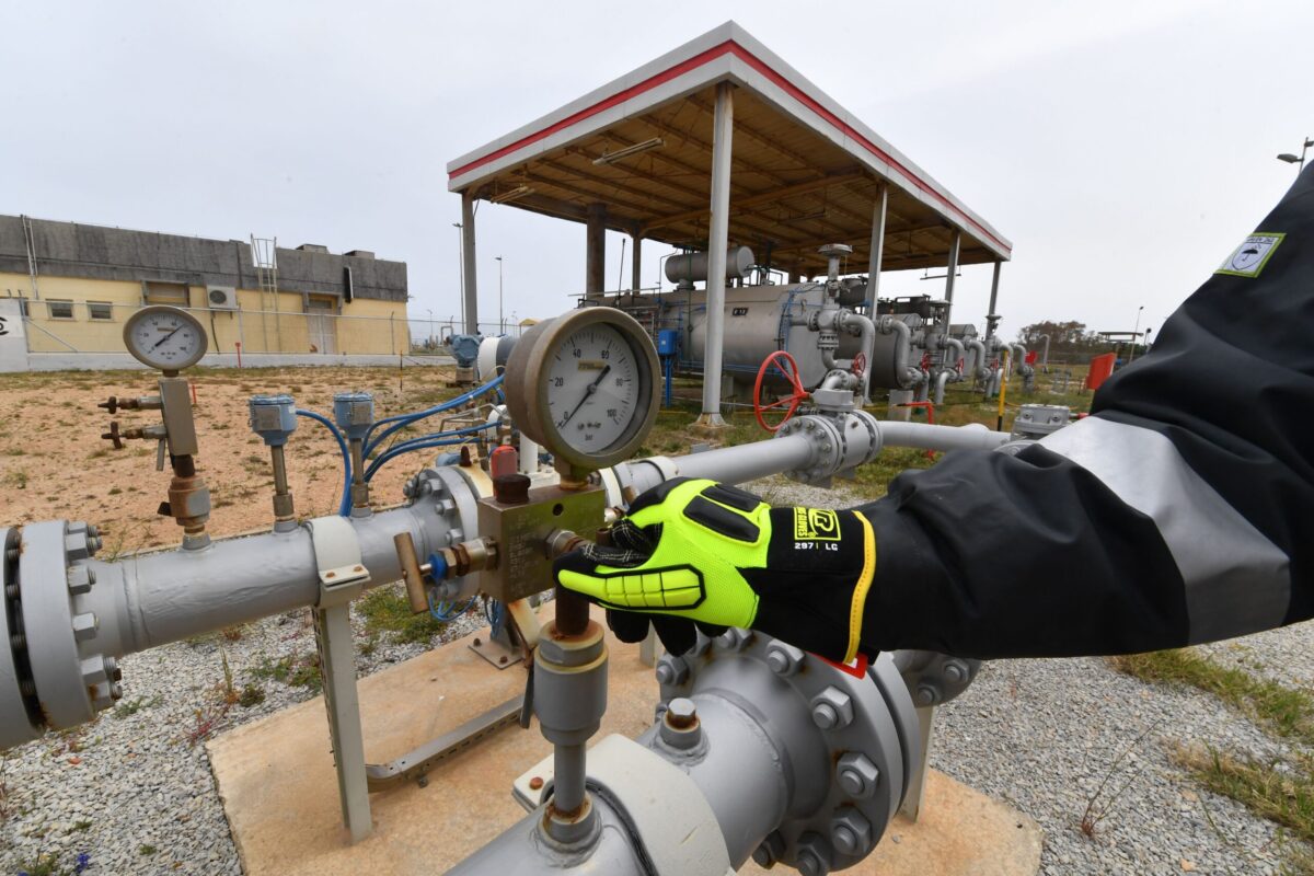 An employee works at the Tunisian Sergaz company, that controls the Tunisian segment of the Trans-Mediterranean (Transmed) pipeline, through which natural gas flows from Algeria to Italy on April 14, 2022 [FETHI BELAID/AFP via Getty Images]