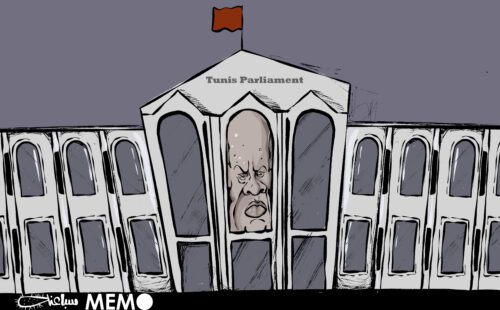 Kais Saied, Tunisia president dissolves parliament 'to preserve the state' - Cartoon [Sabaaneh/Middle East Monitor]