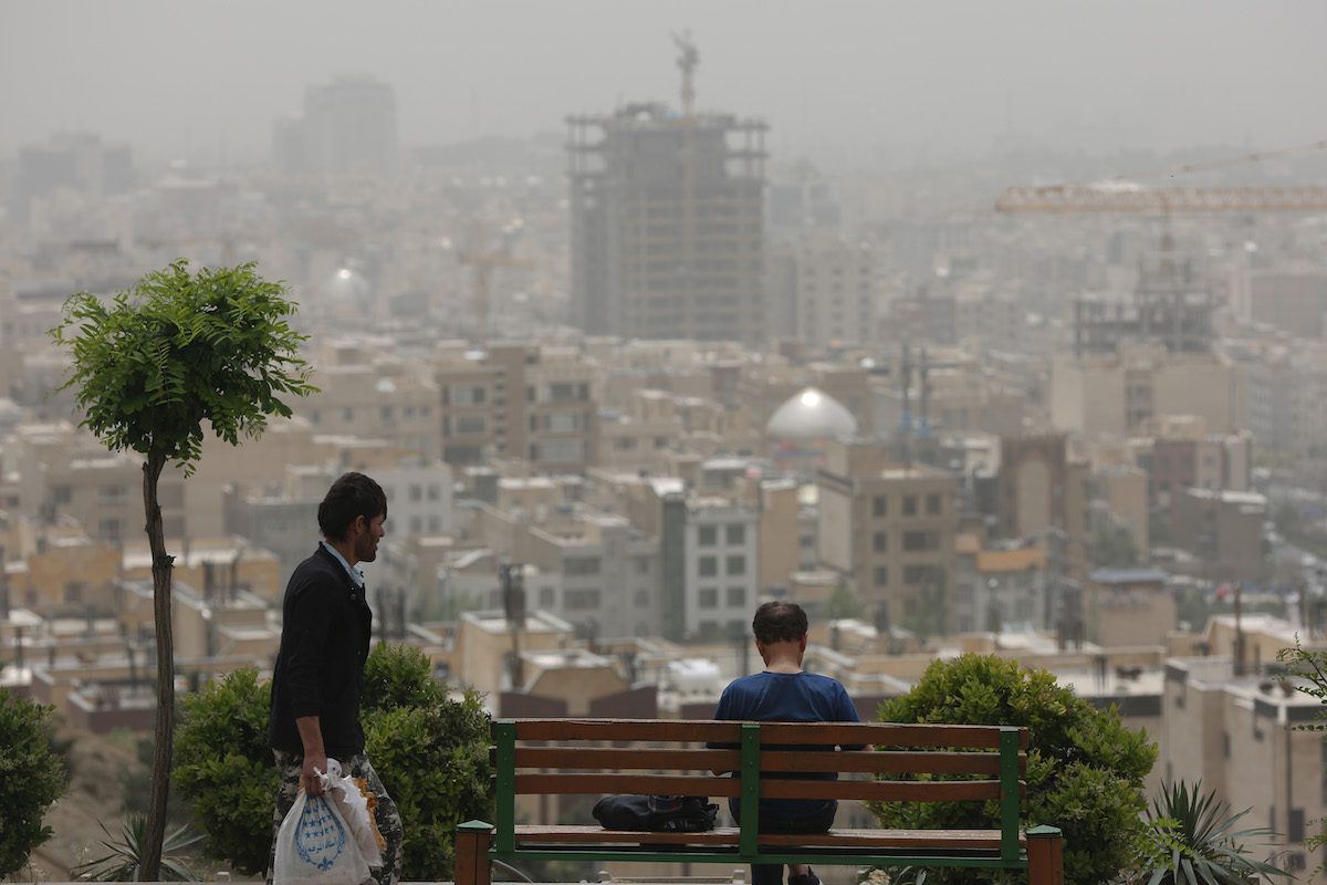 The city is covered in grey due to the high levels of air pollution in Tehran, Iran on May 8, 2022 [Fatemeh Bahrami/Anadolu Agency]