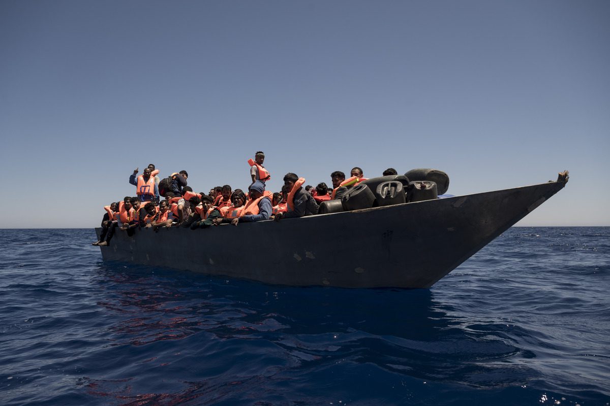 A boat with migrants seen in Malta SAR Zone on May 23, 2022 [Valeria Ferraro - Anadolu Agency]