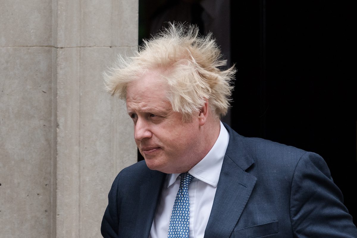 LONDON, UNITED KINGDOM - MAY 25: British Prime Minister Boris Johnson leaves 10 Downing Street for PMQs at the House of Commons followed by a statement to the MPs about the Sue Gray report in London, United Kingdom on May 25, 2022. Today, the full report from Sue Gray's inquiry into several alleged lockdown rule-breaking parties at Downing Street, during the time when strict Covid-19 restrictions were in place has been published. ( Wiktor Szymanowicz - Anadolu Agency )