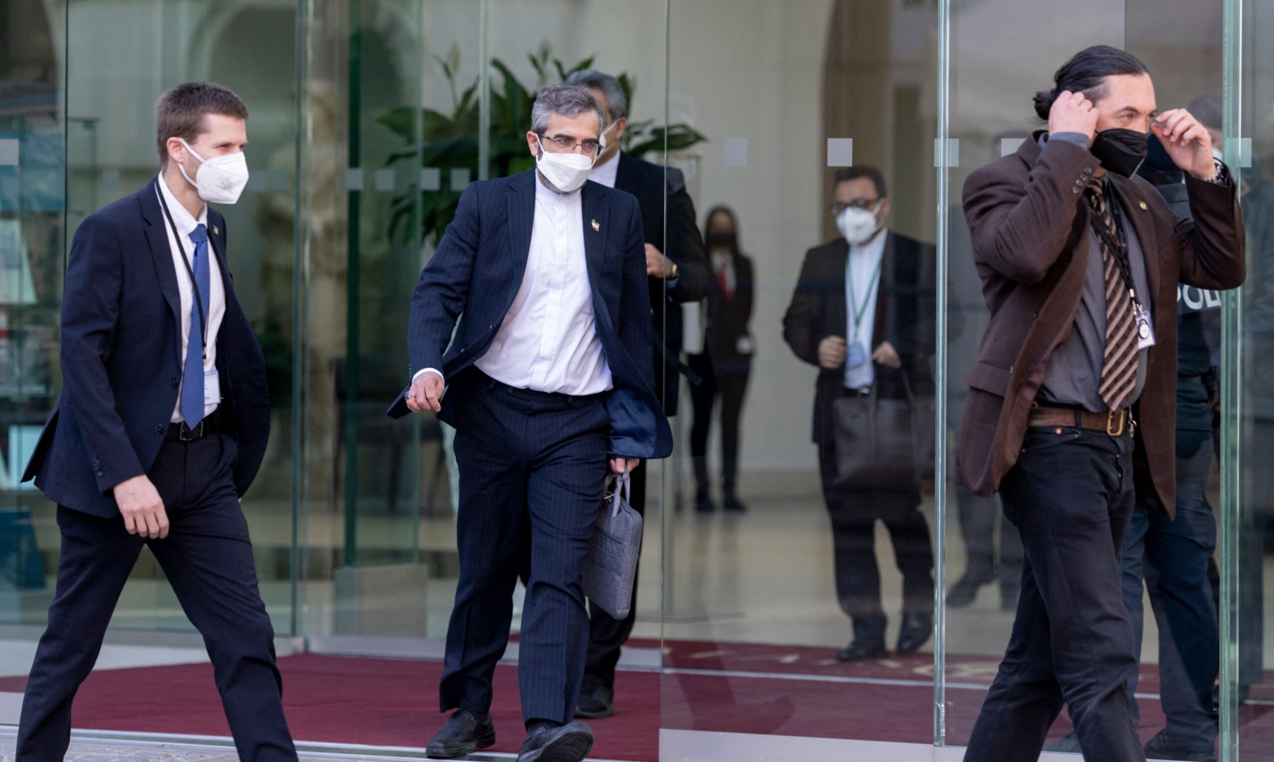 Iran's chief nuclear negotiator Ali Bagheri Kani (C) in Vienna on 11 March 2022 [JOE KLAMAR/AFP/Getty Images]