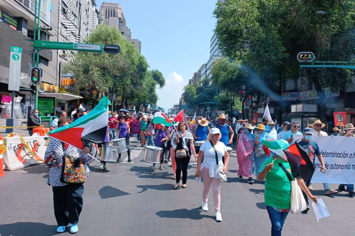 Palestinian delegation during the 2022 World Social Forum, between May 1st and 6th, in Mexico City [Muna Namura/Union of Palestinian Women]