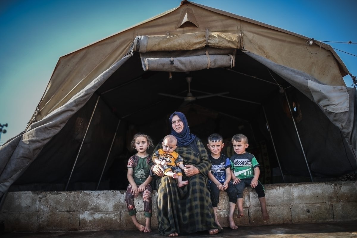 Syrian refugees are seen at the refugee camp in Idlib, Syria on June 17, 2022 [Muhammed Said/Anadolu Agency]