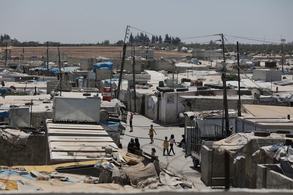 A view of tents of Syrians at a refugee camp in Azaz district of Aleppo, Syria on April 10, 2022 [Bekir Kasim/Anadolu Agency]