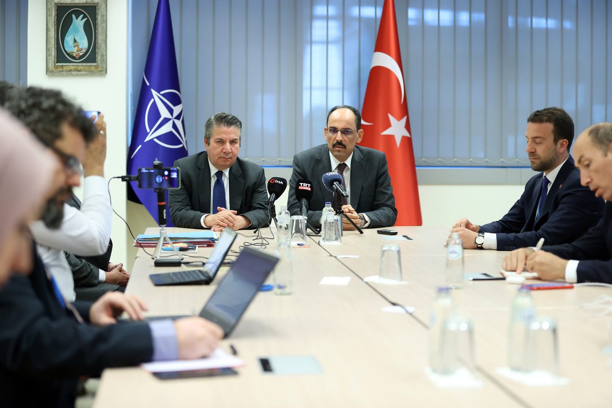 A press conference following NATO-hosted talks with Finland, Turkiye and Sweden in Brussels, Belgium on June 20, 2022 [Dursun Aydemir - Anadolu Agency]