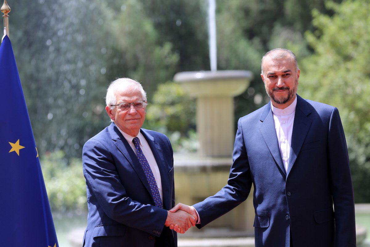 ​​​​​​EU High Representative for Foreign Affairs Josep Borrell (L) meets with Iranian Foreign Minister Hossein Amir Abdollahian (R) during his official visit in Tehran, Iran on June 25, 2022 [Fatemeh Bahrami/Anadolu Agency]