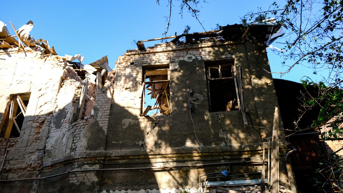 Damaged buildings are seen after Russian forces targeted residential areas in Kharkiv Ukraine on 23 July 2022 [Abdullah Ünver/Anadolu Agency]