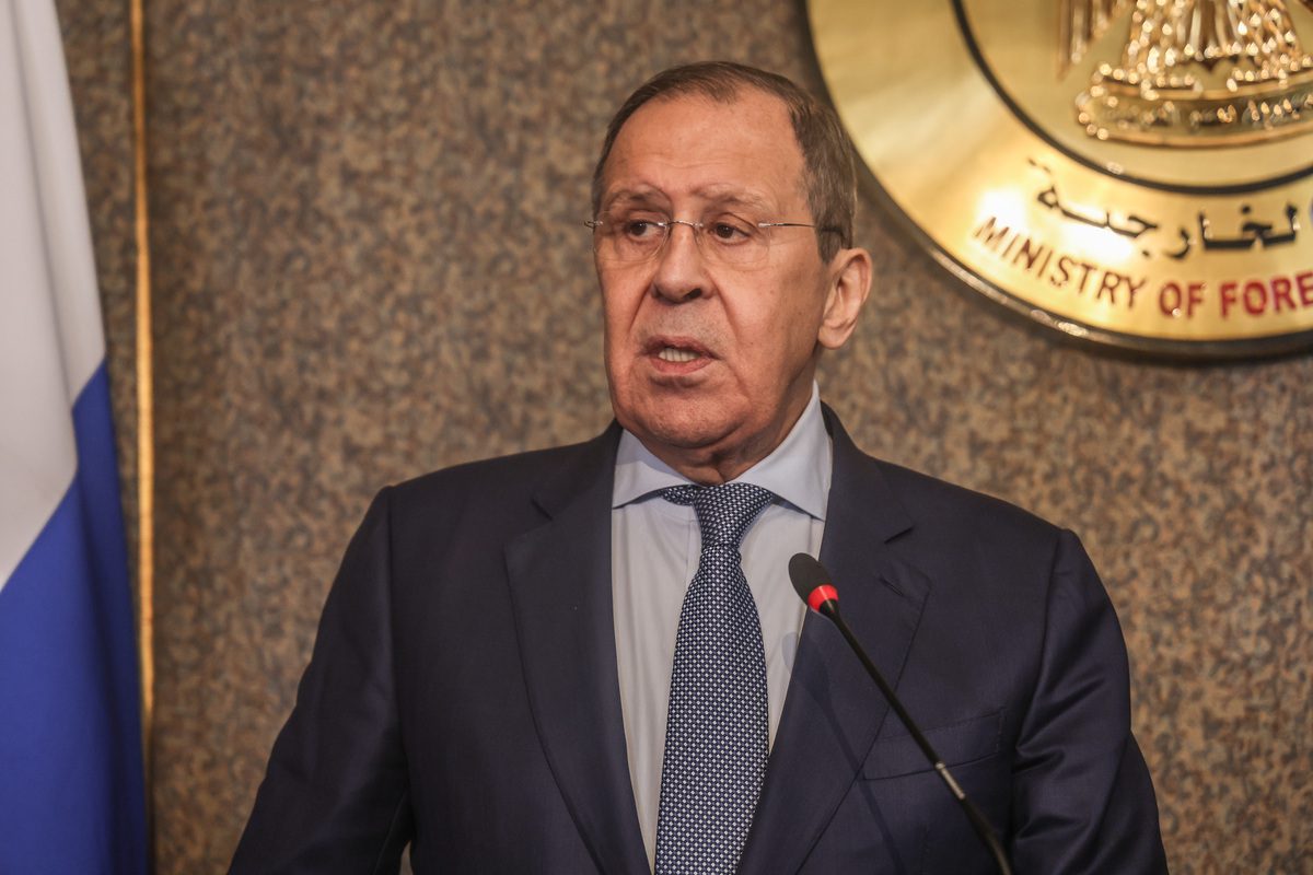 Russian Foreign Minister Sergei Lavrov and his Egyptian counterpart Sameh Hassan Shoukry (not seen) hold joint press conference after their meeting in Cairo, Egypt on June 24, 2022 [Mohamed Abdel Hamid - Anadolu Agency]