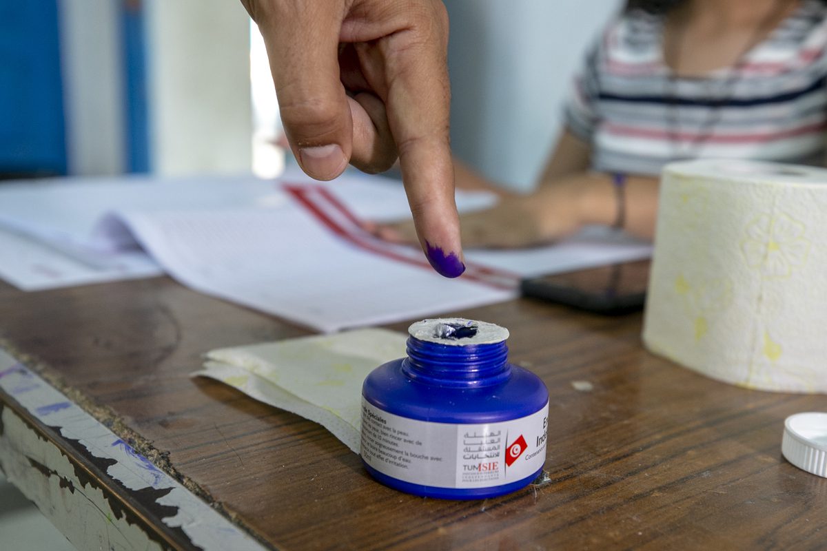 Tunisians cast their votes at Nahj al-Qairawan Primary School for referendum on a new Constitution put forward by President Kais Saied in Ben Arous, Tunisia on July 25, 2022 [Yassine Gaidi/Anadolu Agency]