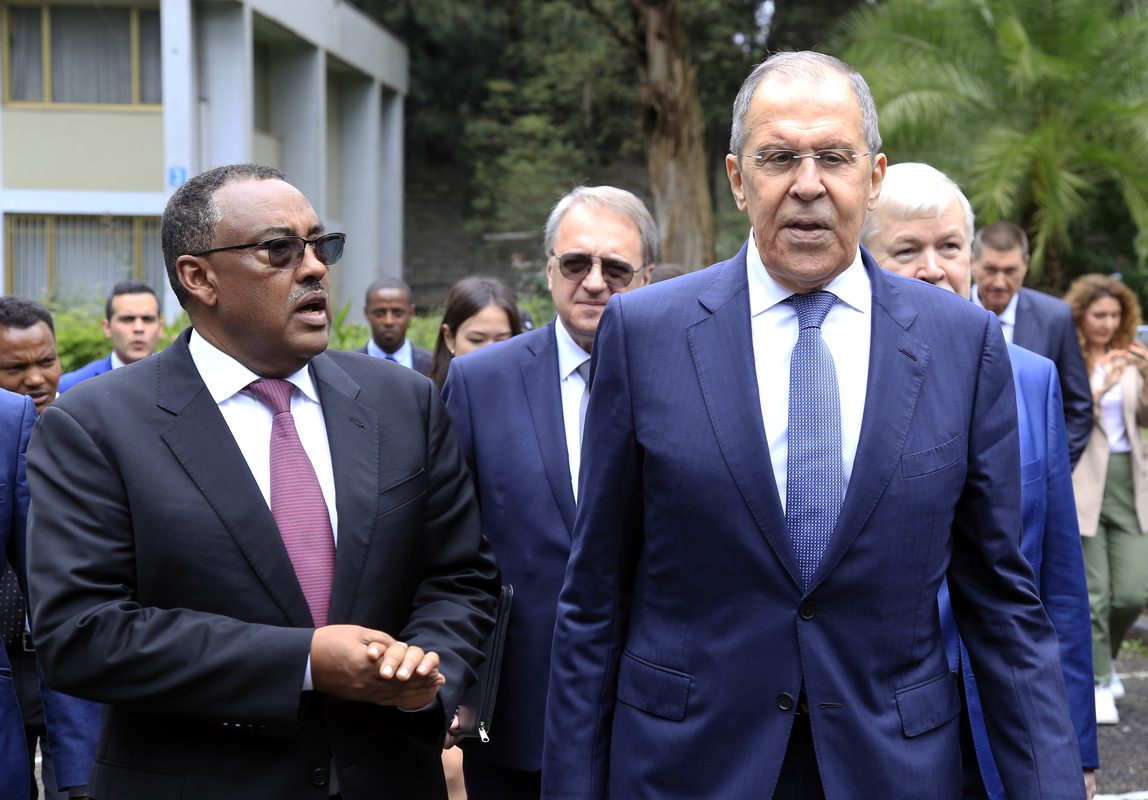 Russian Foreign Minister Sergey Lavrov (R) meets Minister of Foreign Affairs of Ethiopia Demeke Mekonnen (L) at Russian Embassy in Addis Ababa, Ethiopia on July 27, 2022. [Minasse Wondimu Hailu - Anadolu Agency]